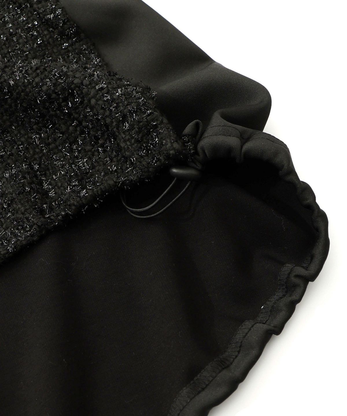 ダンボールニット×ツイード花刺繍ブルゾン-17