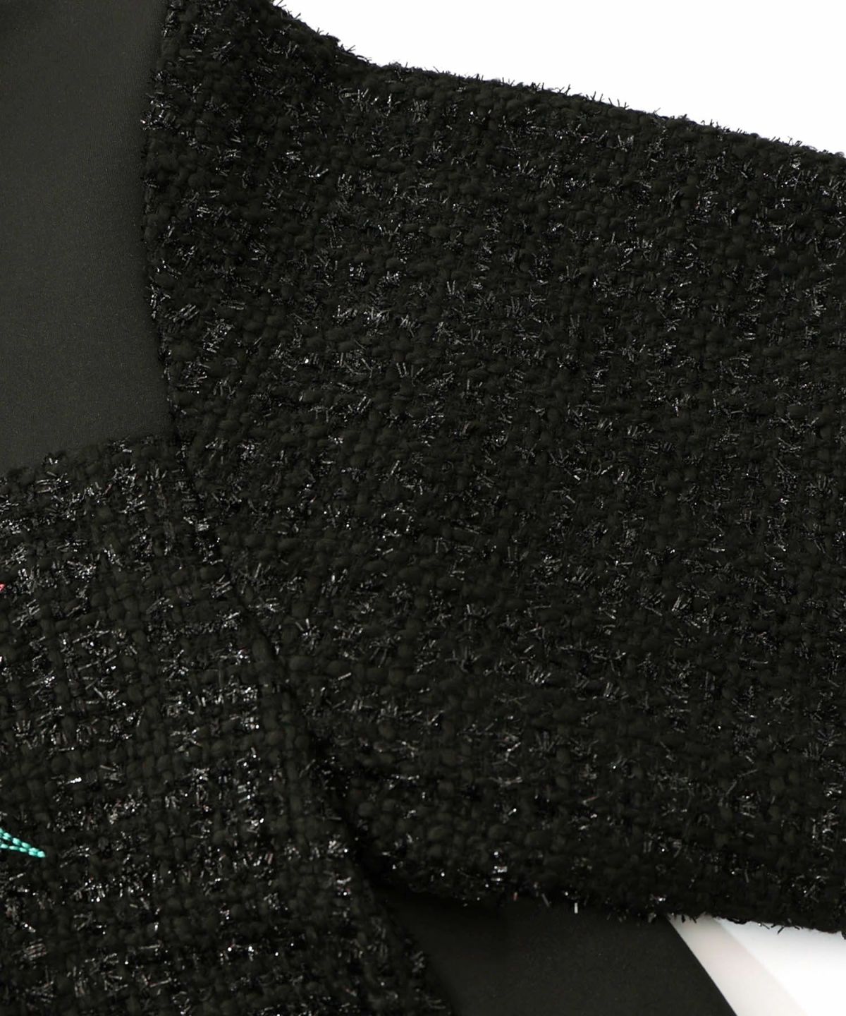 ダンボールニット×ツイード花刺繍ブルゾン-18