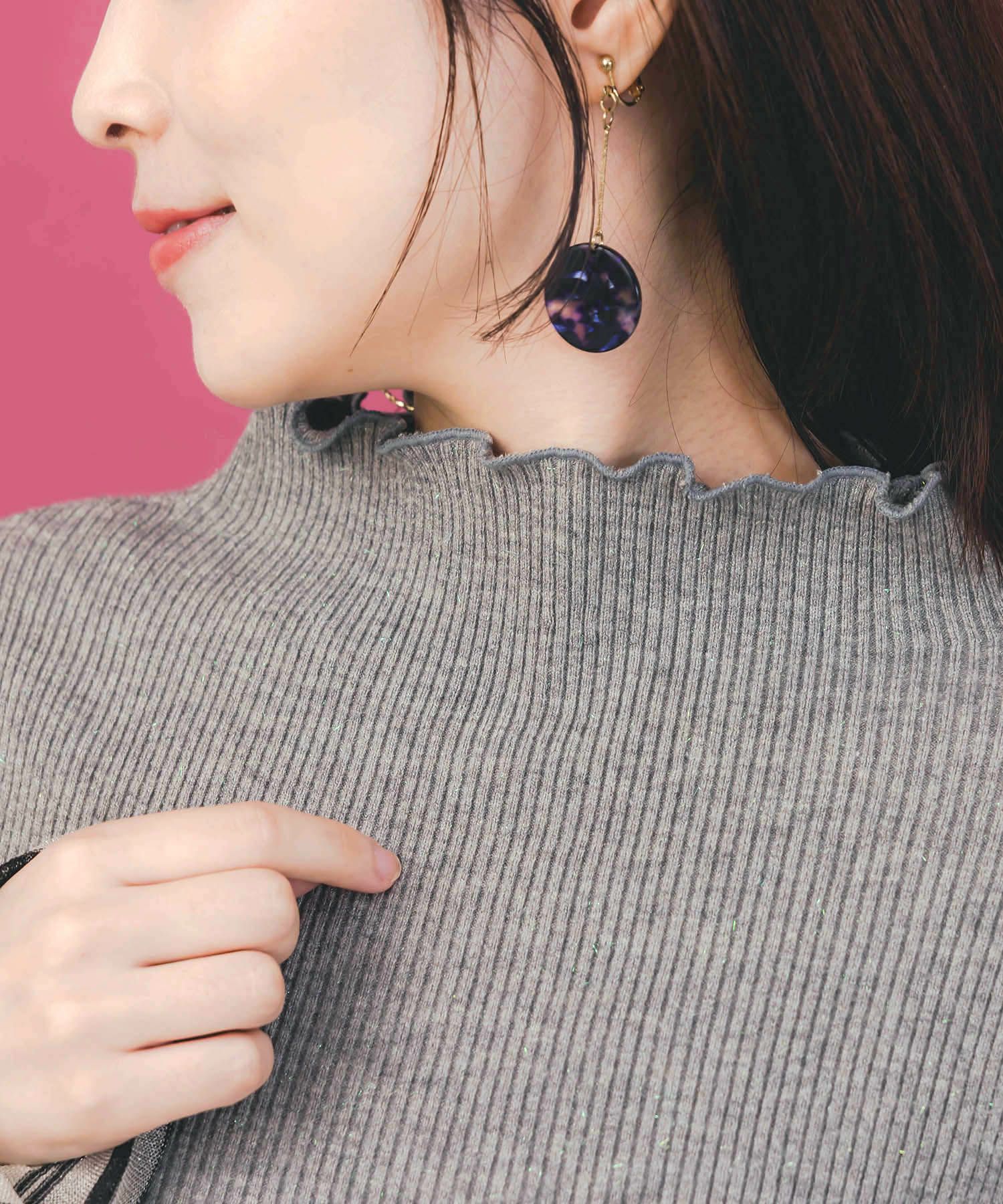 ニット×シアー袖切替ロンT-6