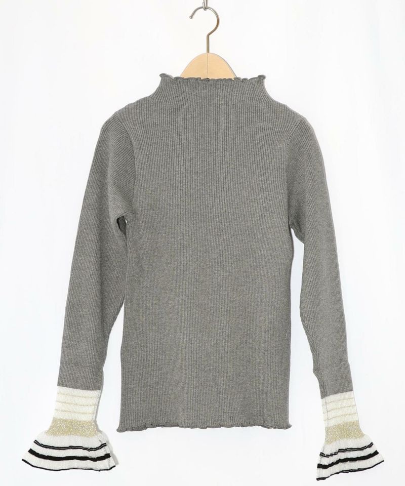 ニット×シアー袖切替ロンT-7