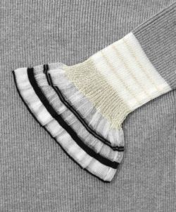 ニット×シアー袖切替ロンT-8