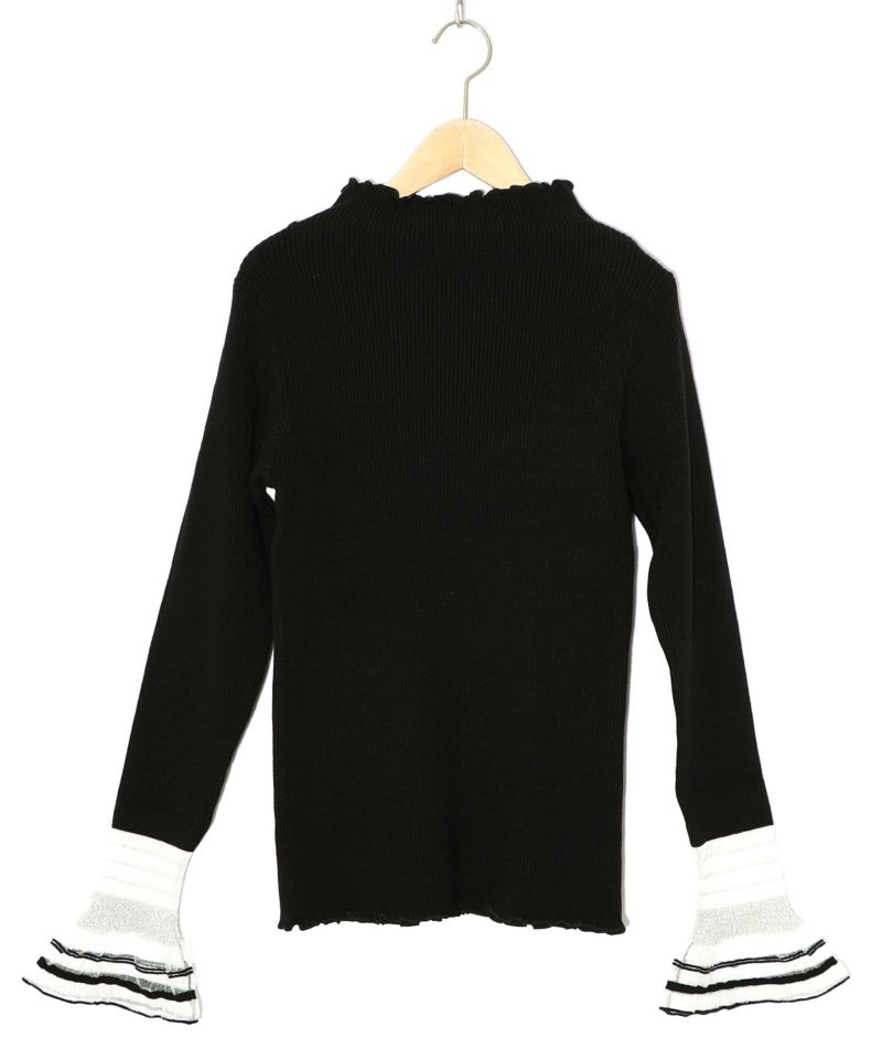 ニット×シアー袖切替ロンT-9