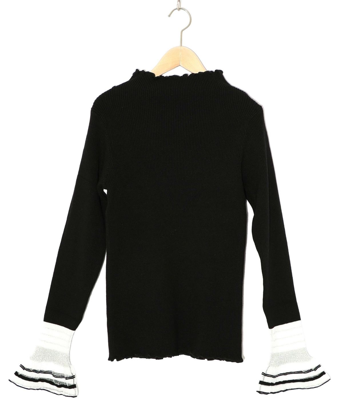 ニット×シアー袖切替ロンT-9