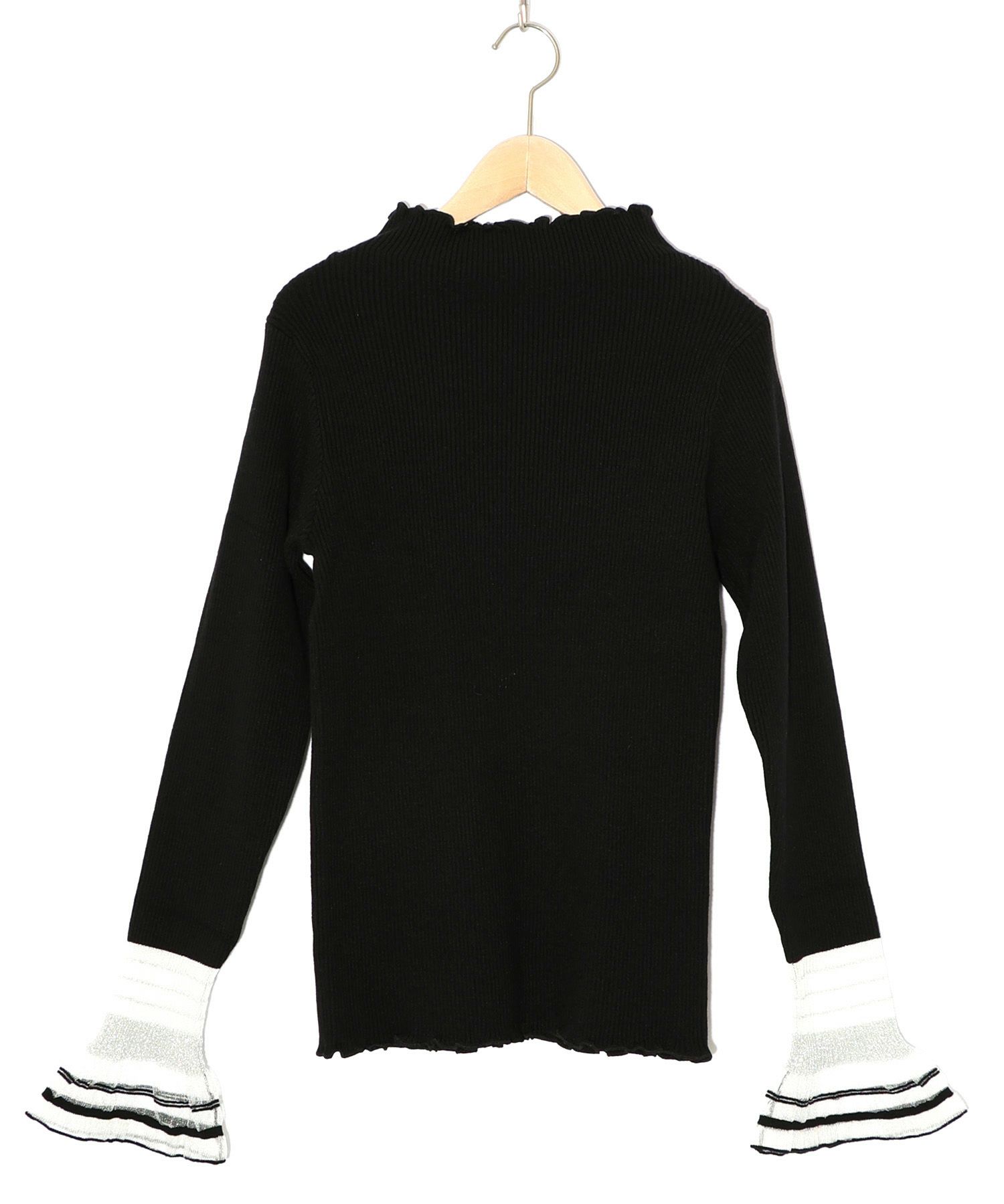 ニット×シアー袖切替ロンT-9