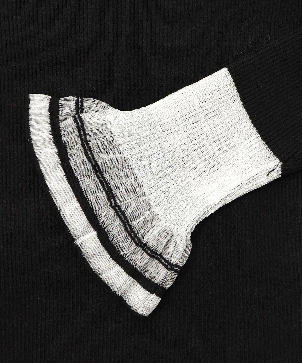 ニット×シアー袖切替ロンT-10