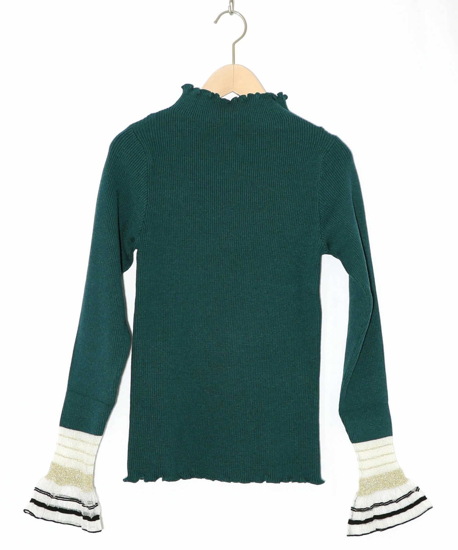 ニット×シアー袖切替ロンT-11