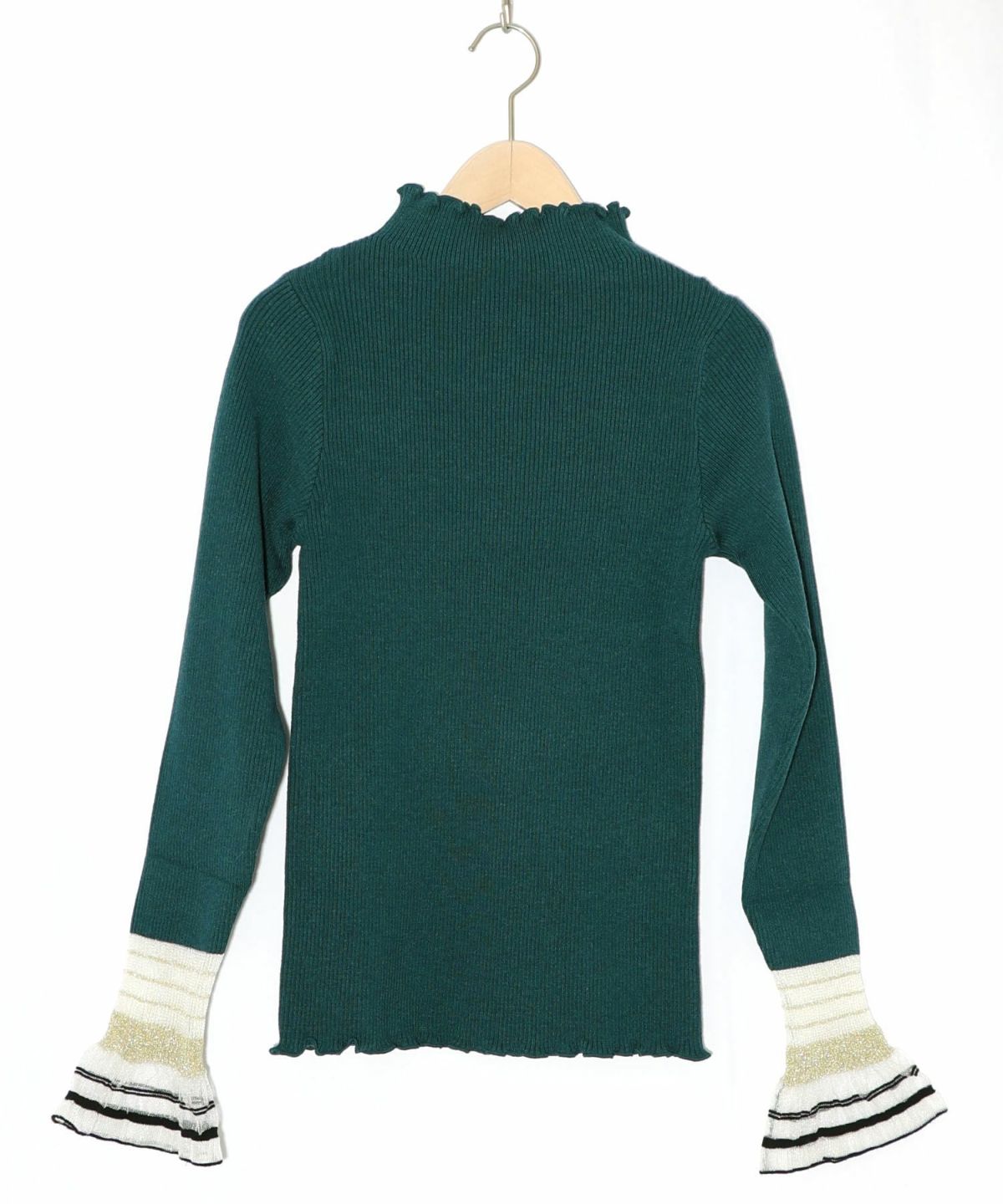 ニット×シアー袖切替ロンT-11