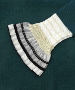 ニット×シアー袖切替ロンT-12