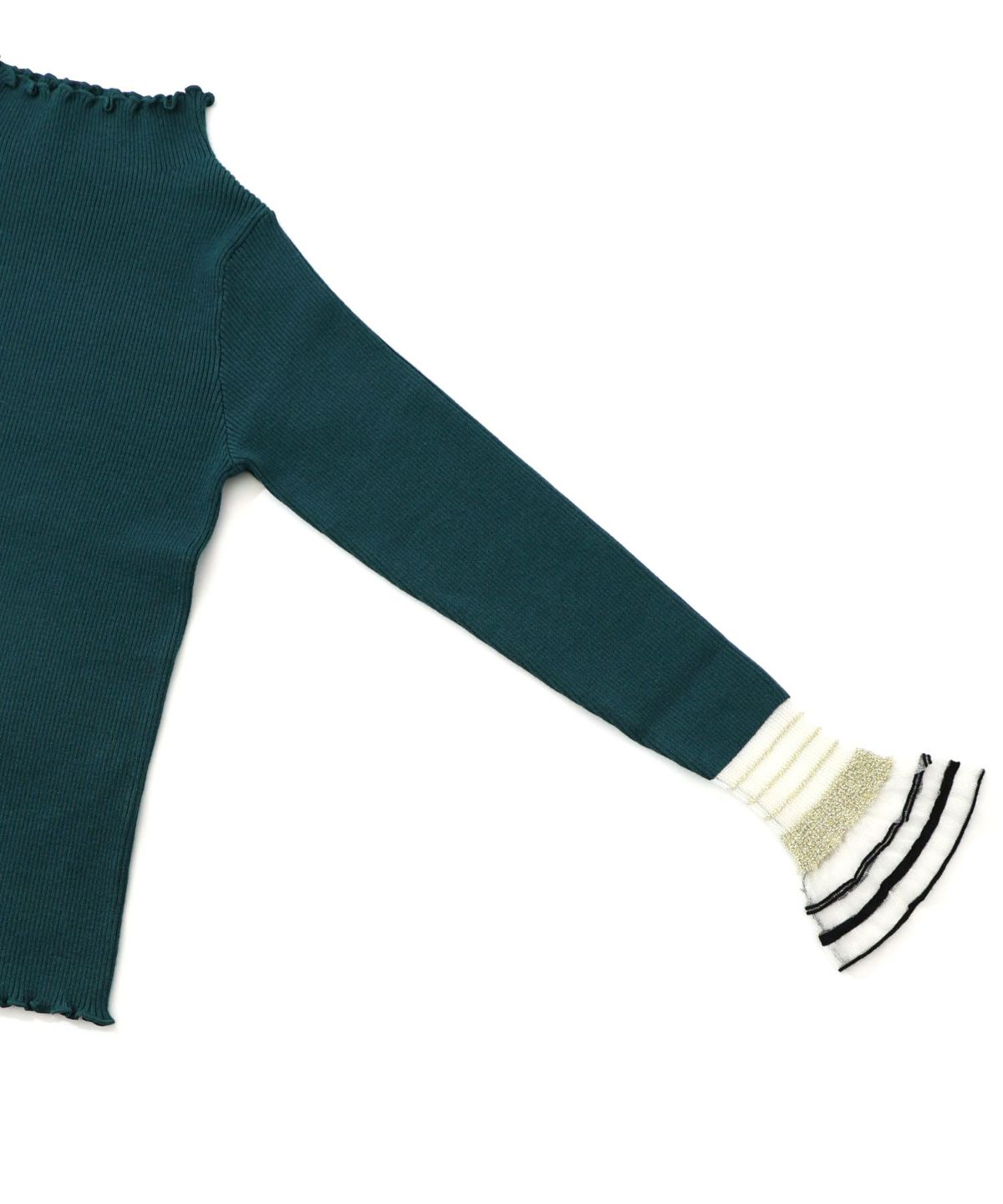 ニット×シアー袖切替ロンT-14