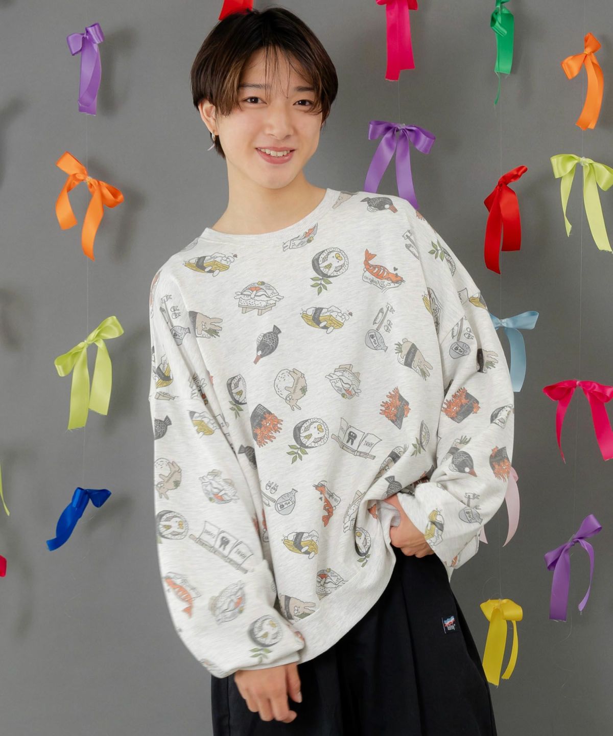 ラビル寿司尽くし裏毛プルオーバー-1