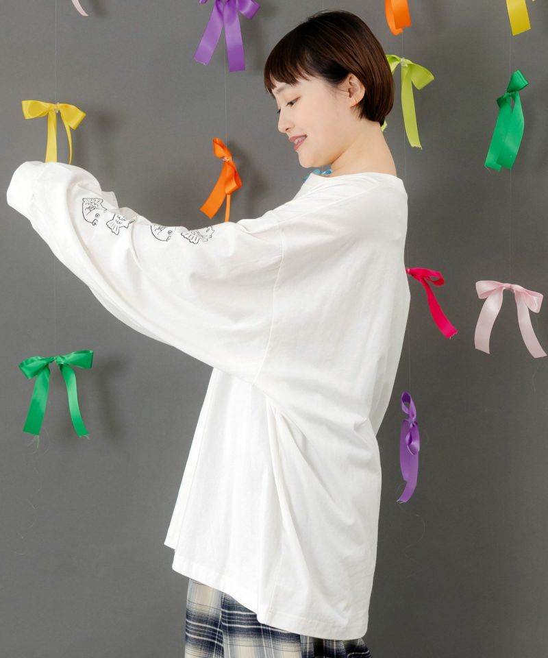 タイ焼き招きネコ刺繍ロンT-4