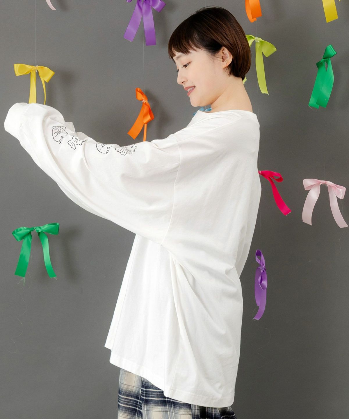 タイ焼き招きネコ刺繍ロンT-4