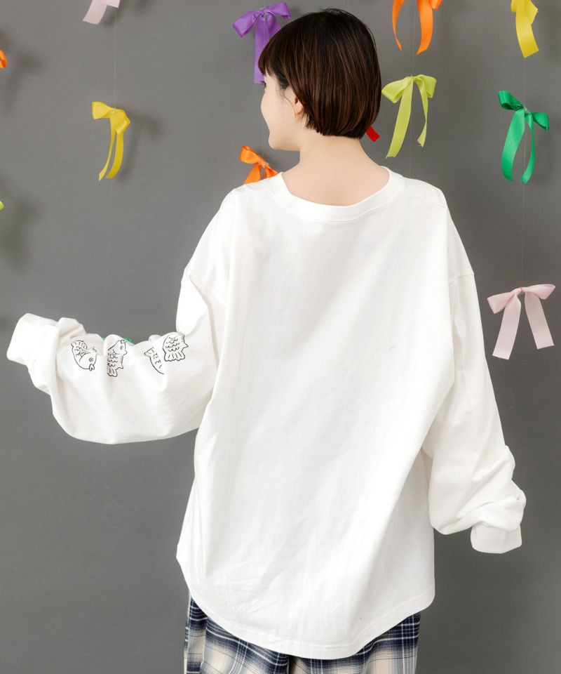 タイ焼き招きネコ刺繍ロンT-5