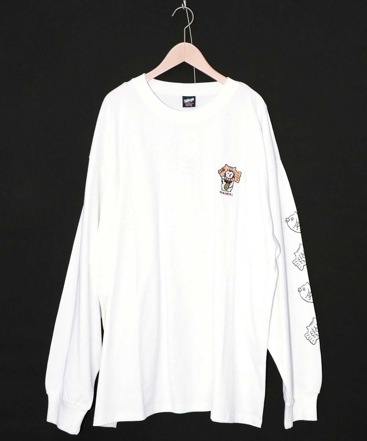 タイ焼き招きネコ刺繍ロンT-8