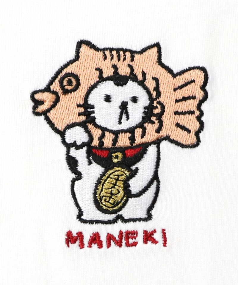 タイ焼き招きネコ刺繍ロンT-9