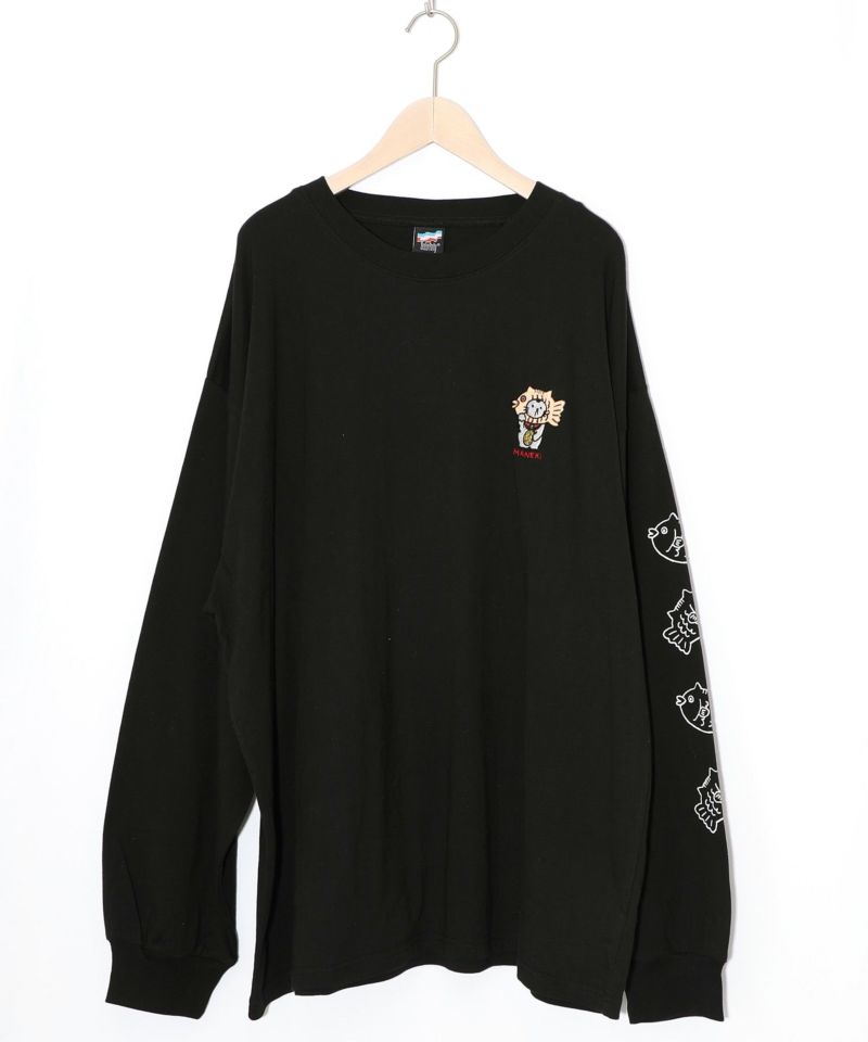 タイ焼き招きネコ刺繍ロンT-10