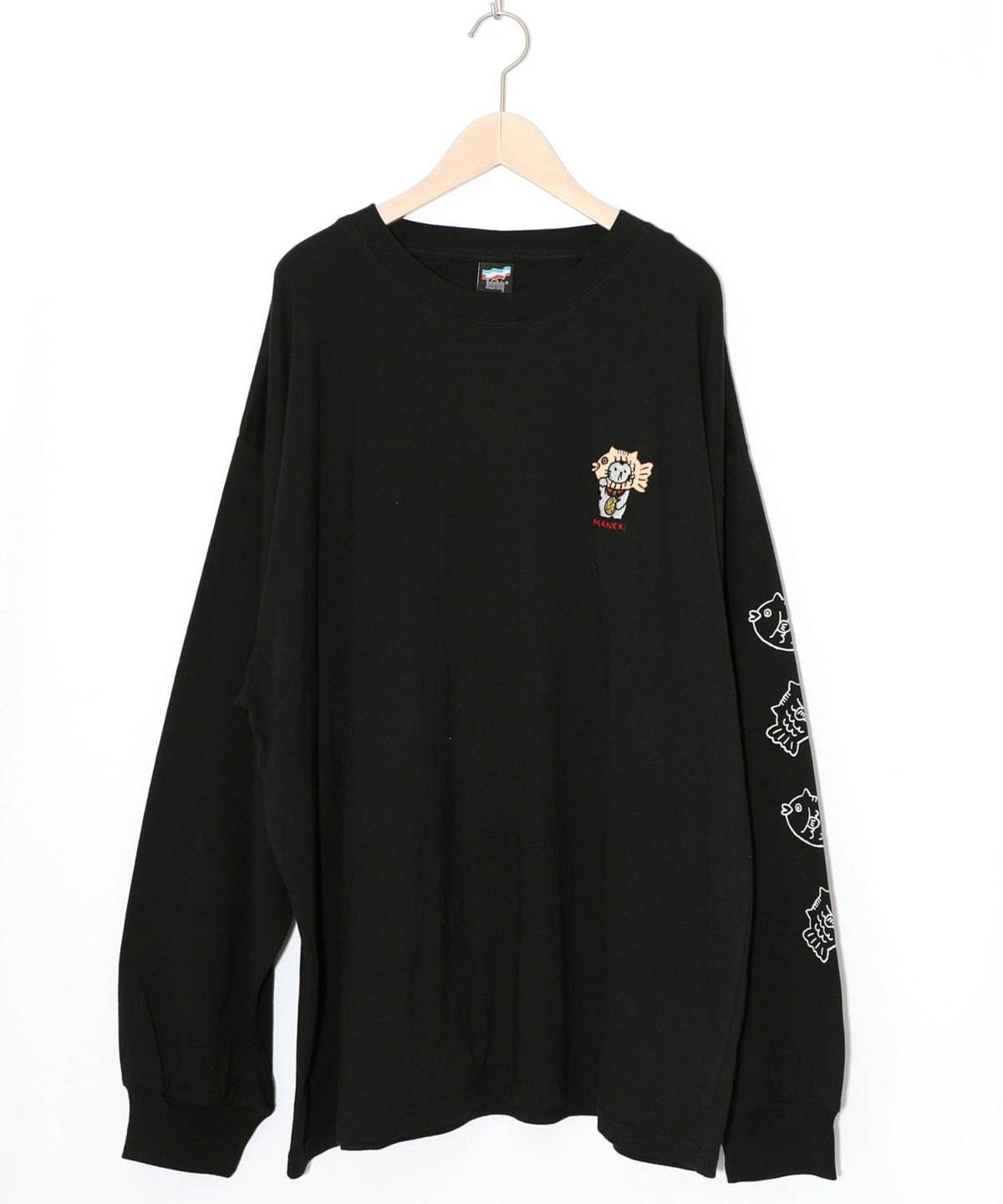 タイ焼き招きネコ刺繍ロンT-10