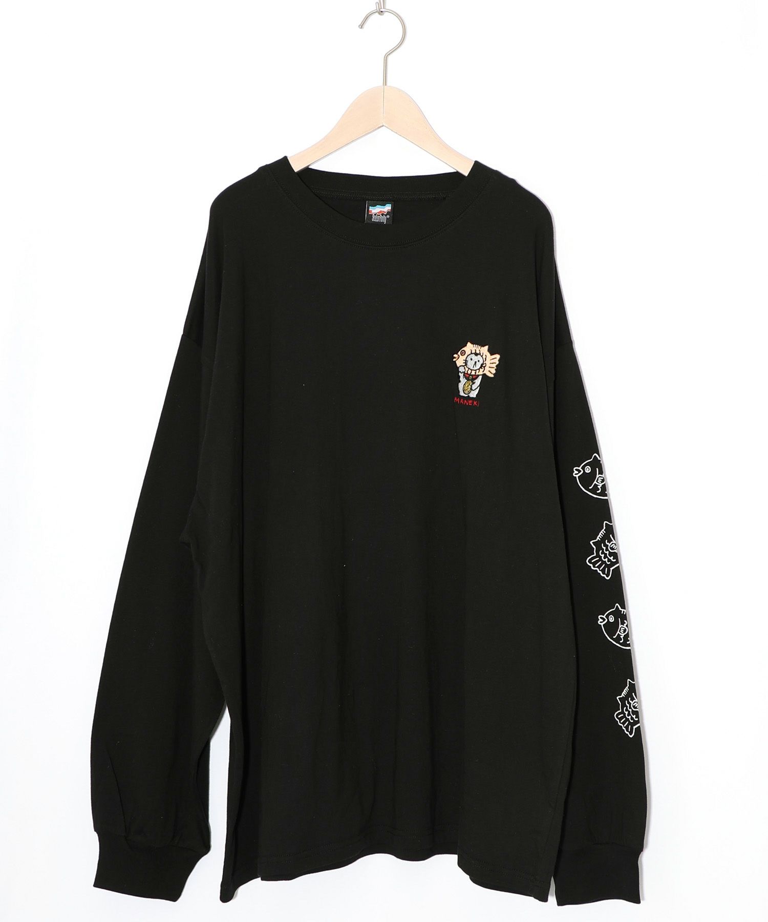 タイ焼き招きネコ刺繍ロンT-10