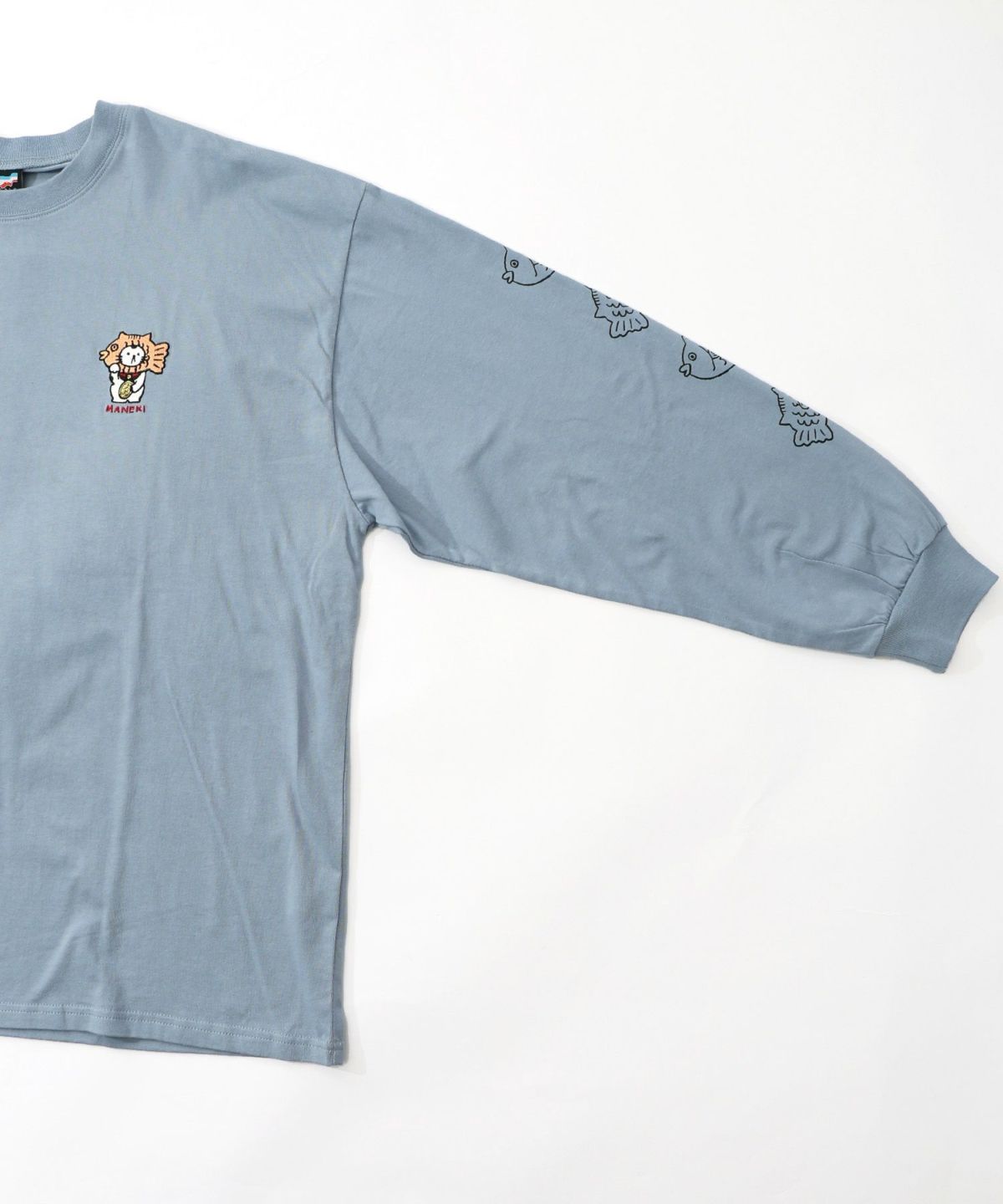 タイ焼き招きネコ刺繍ロンT-15