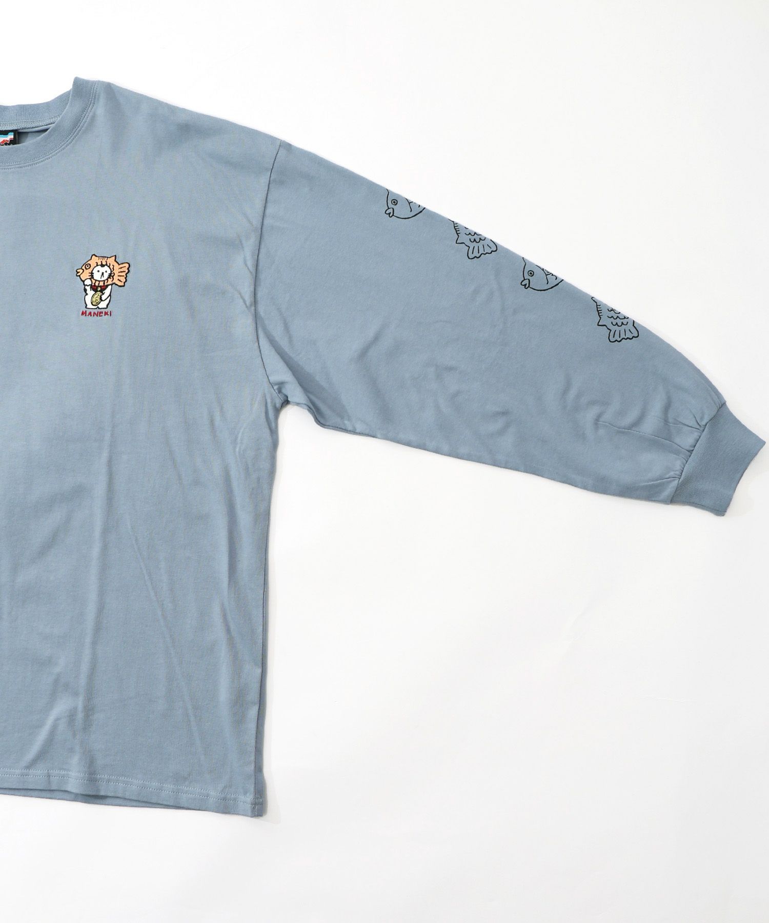 タイ焼き招きネコ刺繍ロンT-15