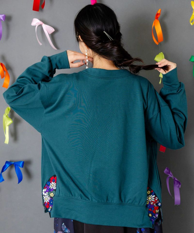 裾蝶刺繍2wayミニ裏毛カーディガン-5