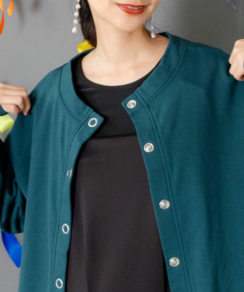 裾蝶刺繍2wayミニ裏毛カーディガン-7