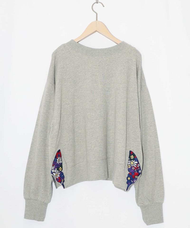 裾蝶刺繍2wayミニ裏毛カーディガン-10