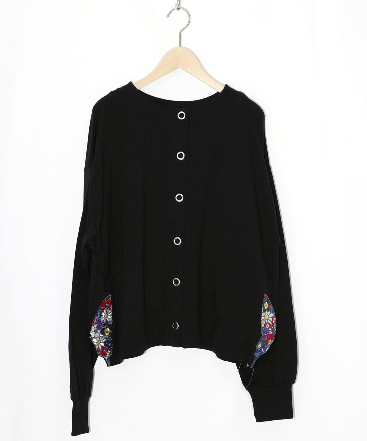 裾蝶刺繍2wayミニ裏毛カーディガン-11