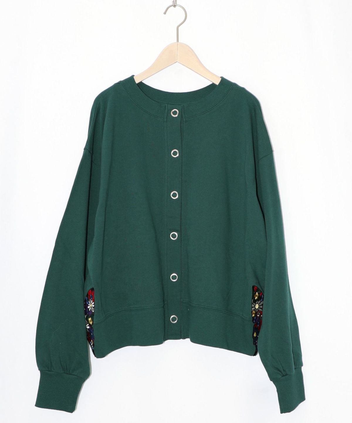 裾蝶刺繍2wayミニ裏毛カーディガン-14