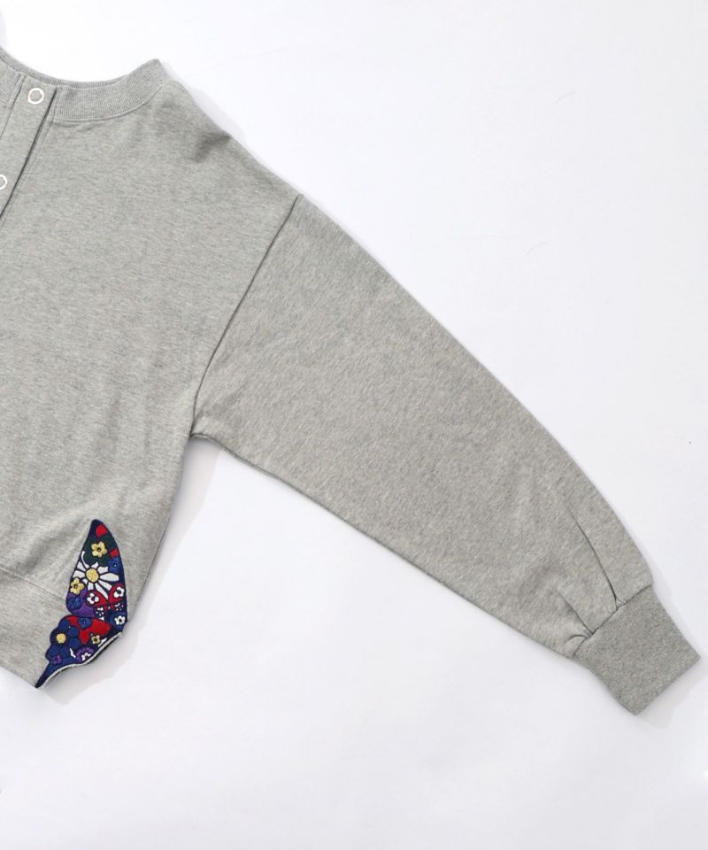 裾蝶刺繍2wayミニ裏毛カーディガン-18