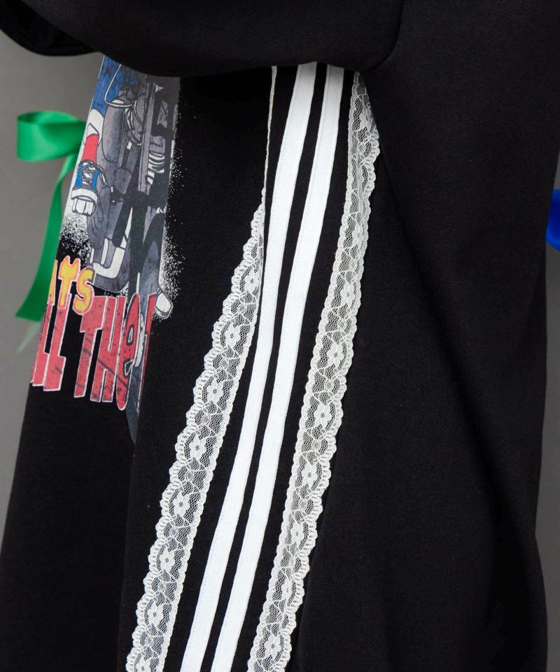 レースライン×ロック柄ミニ裏毛ワンピース-7