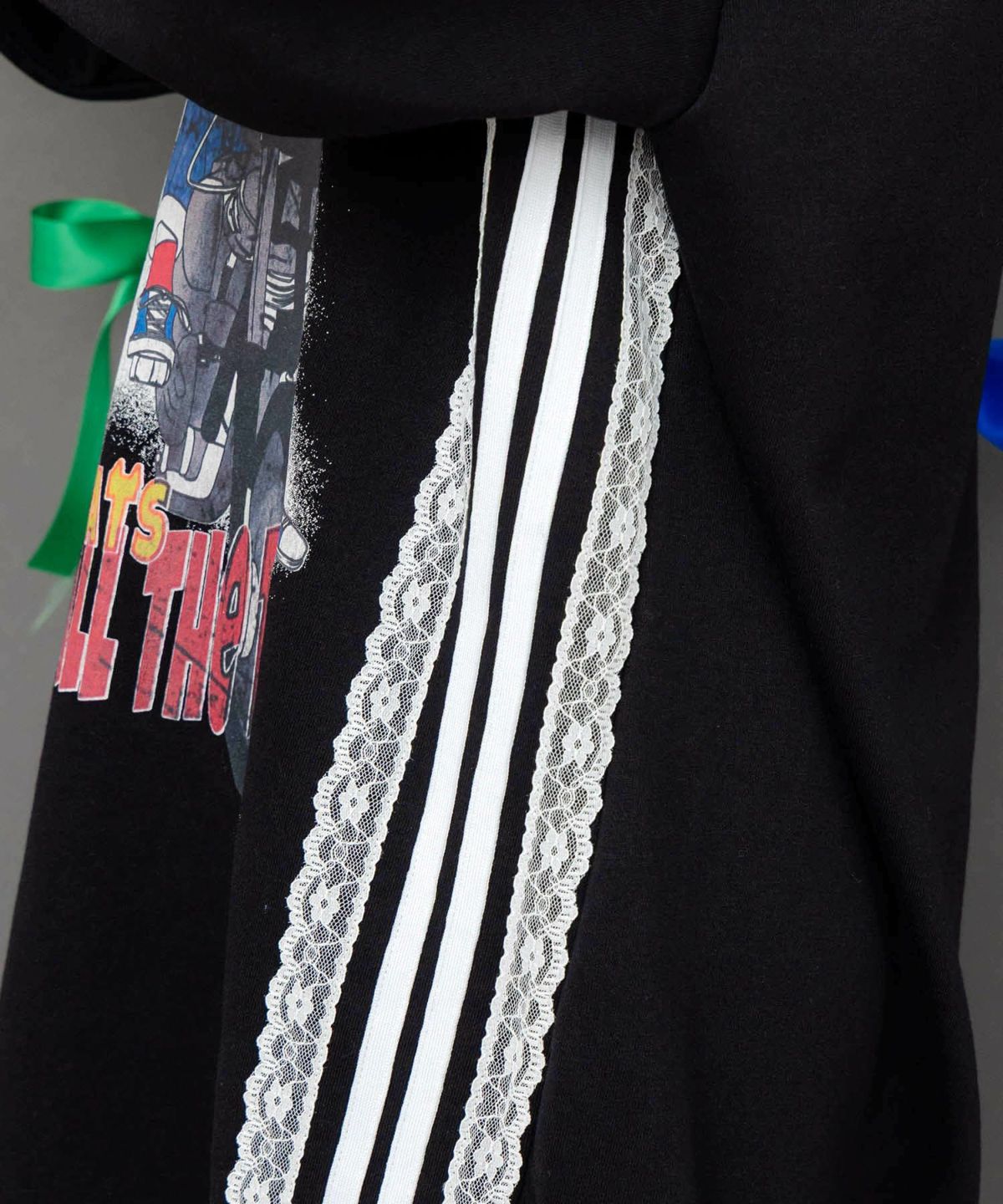 レースライン×ロック柄ミニ裏毛ワンピース-7