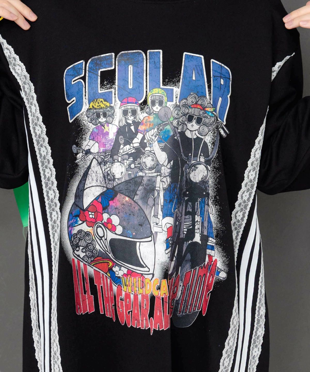 レースライン×ロック柄ミニ裏毛ワンピース-8