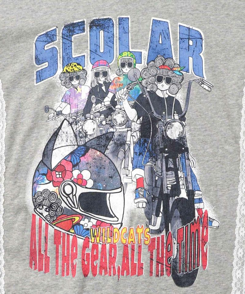 レースライン×ロック柄ミニ裏毛ワンピース-10