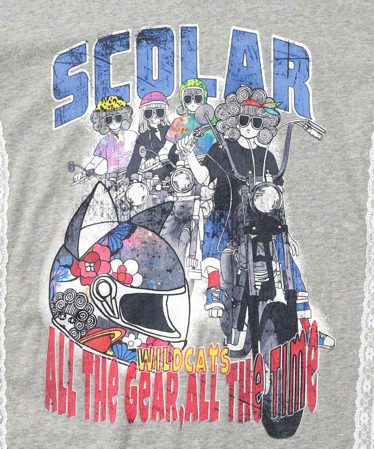 レースライン×ロック柄ミニ裏毛ワンピース-10