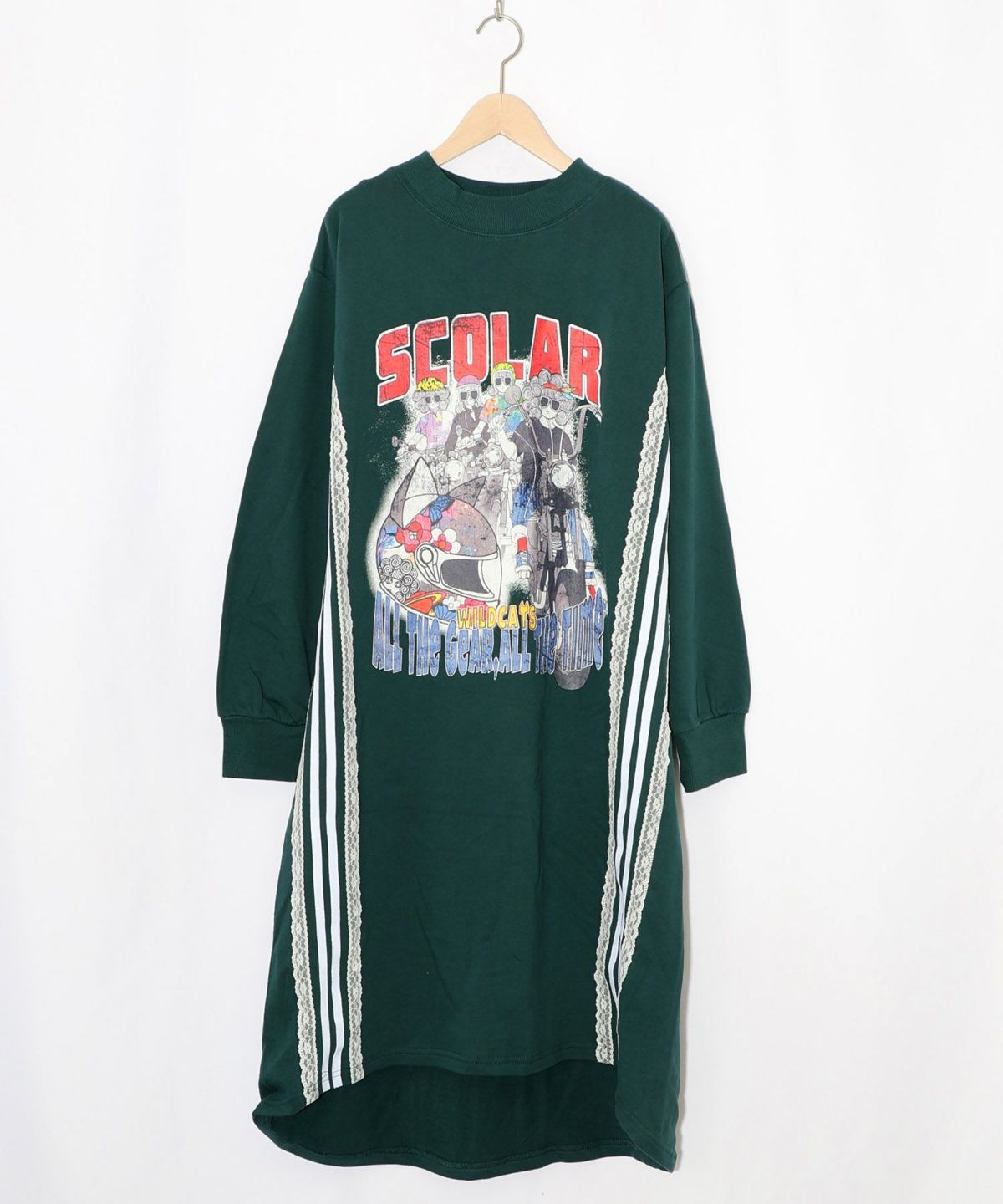 レースライン×ロック柄ミニ裏毛ワンピース-13