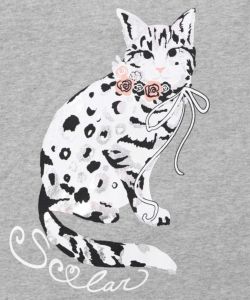 ネコ柄ミニ裏毛×起毛レース配色プルオーバー-11