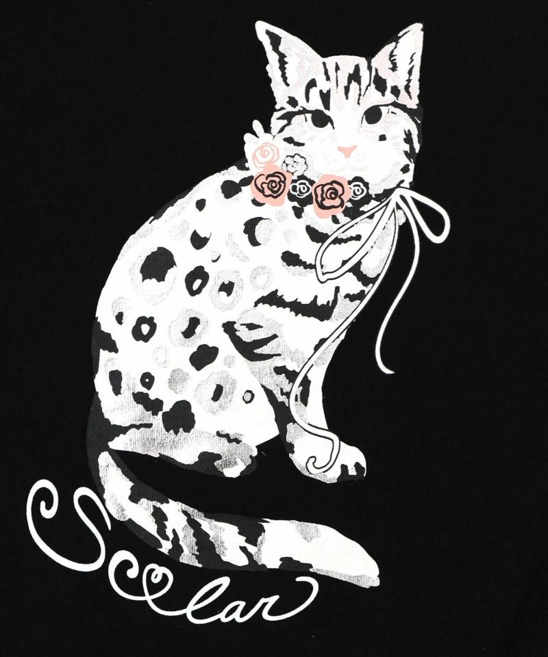 ネコ柄ミニ裏毛×起毛レース配色プルオーバー-13