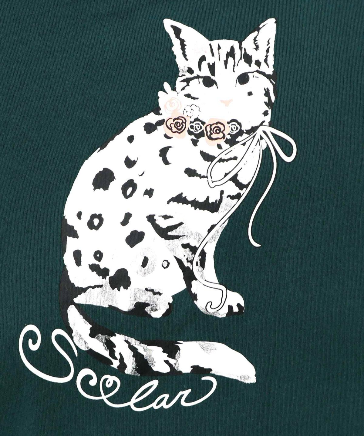 ネコ柄ミニ裏毛×起毛レース配色プルオーバー-15