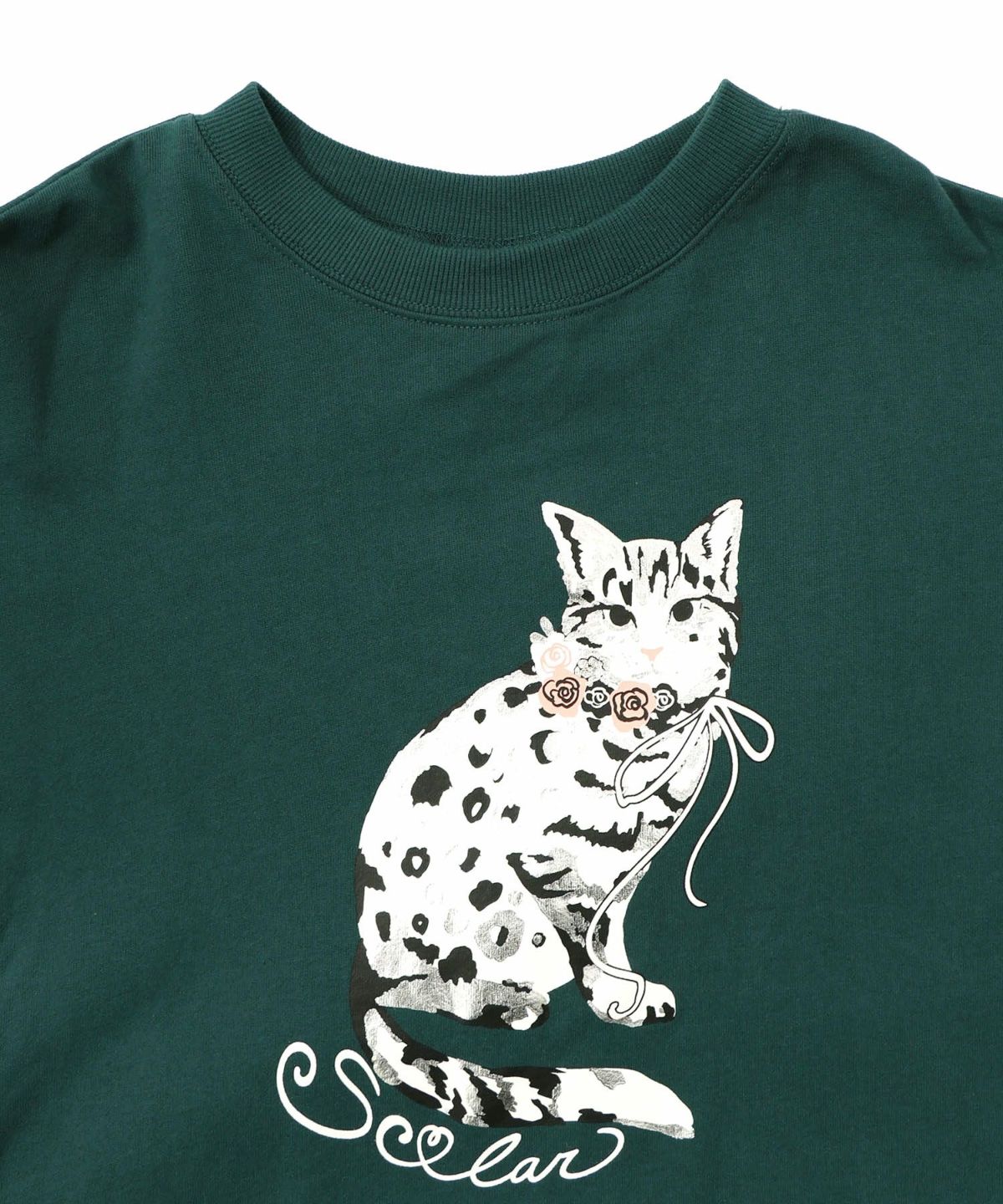 ネコ柄ミニ裏毛×起毛レース配色プルオーバー-16