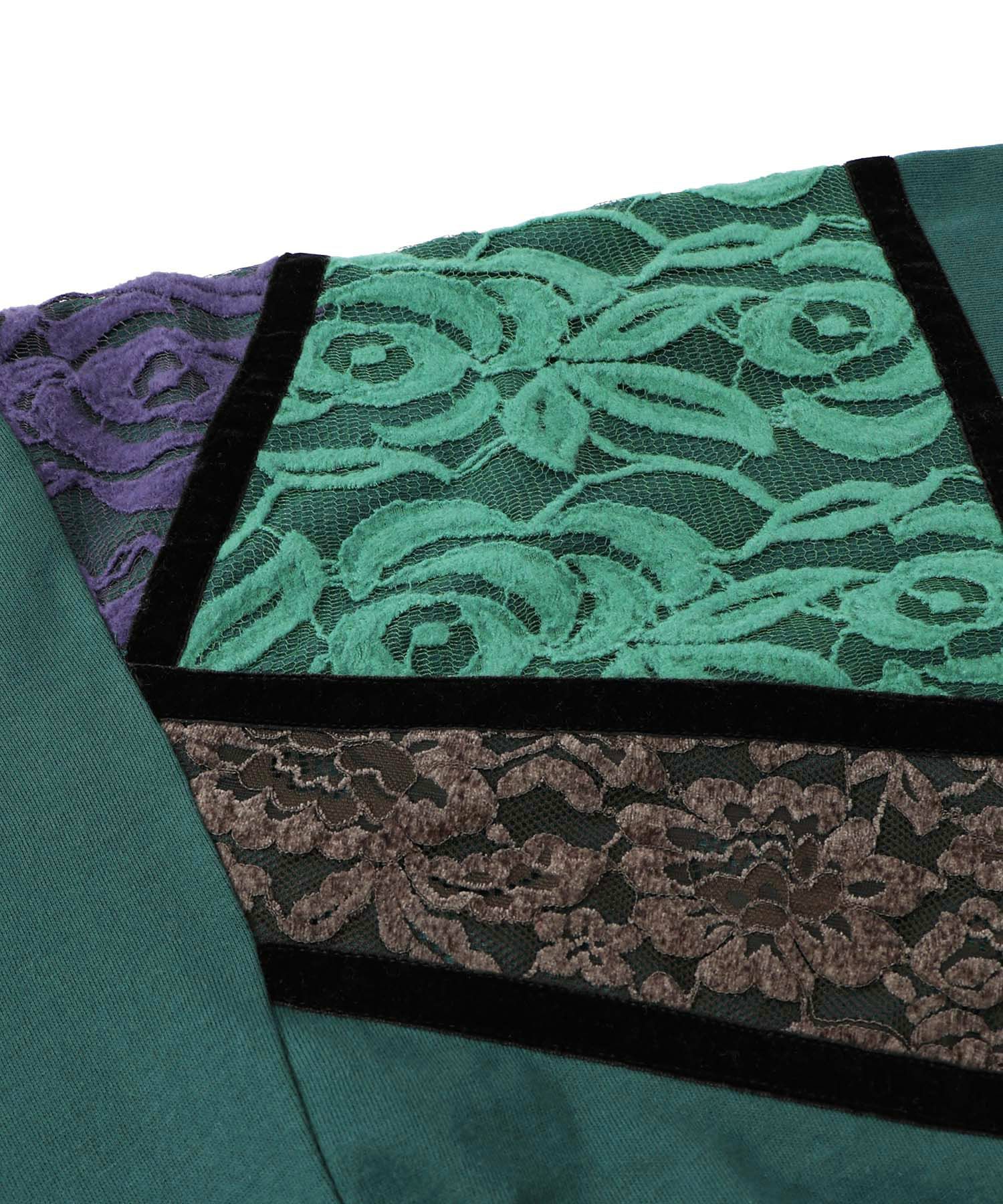 ネコ柄ミニ裏毛×起毛レース配色プルオーバー-18