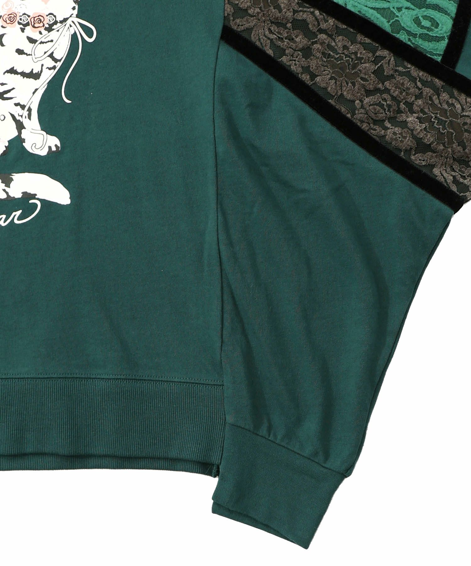 ネコ柄ミニ裏毛×起毛レース配色プルオーバー-19