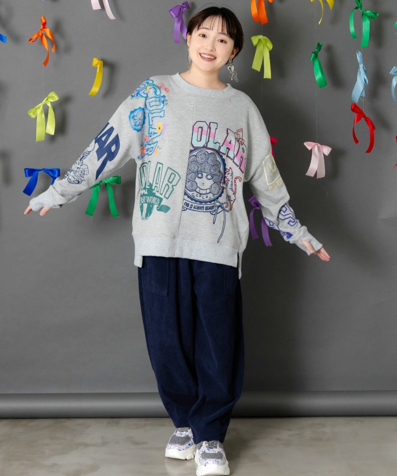 153781：ポップ柄リメイク風ミニ裏毛プルオーバーの通販-ScoLar