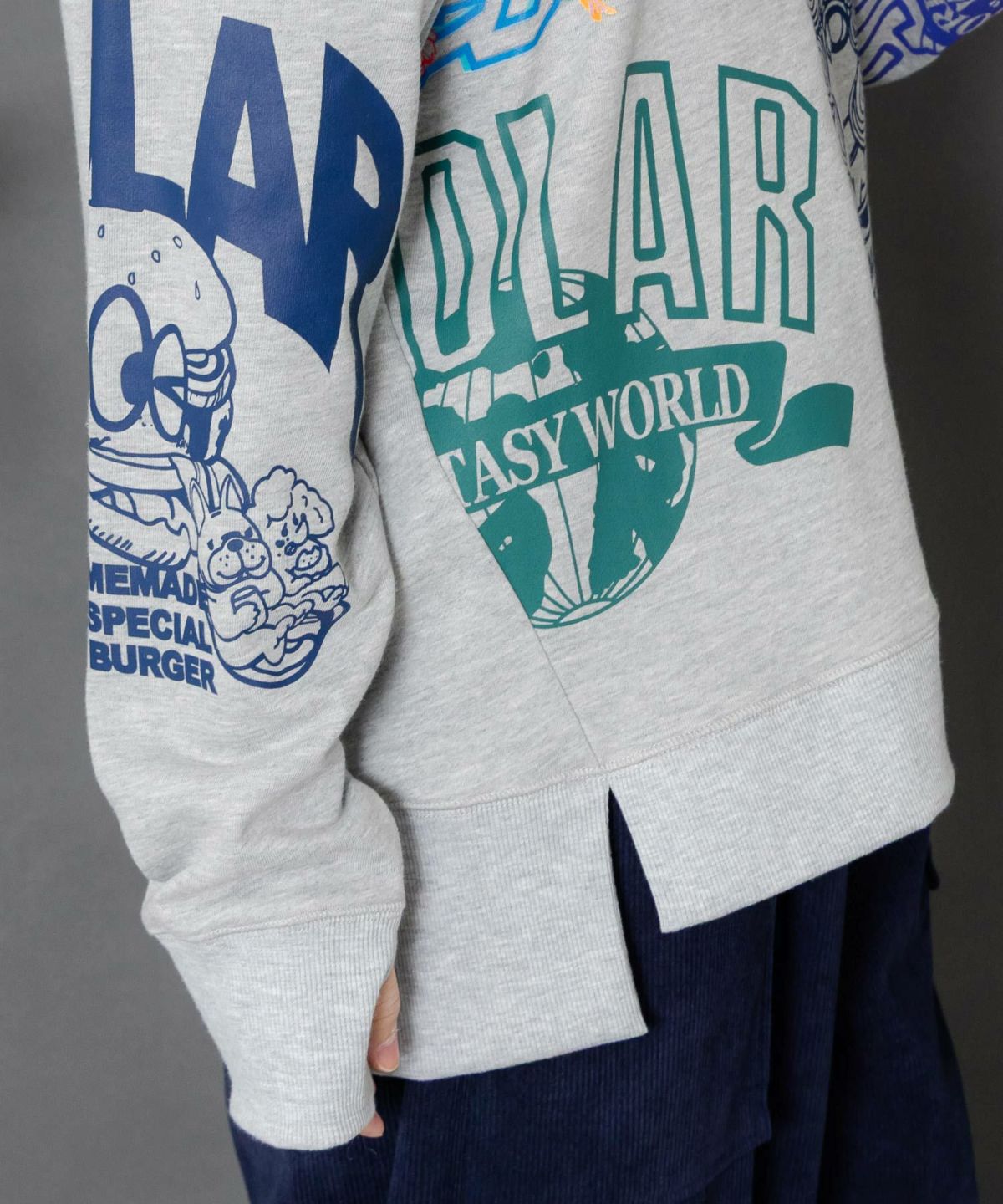 ポップ柄リメイク風ミニ裏毛プルオーバー-4