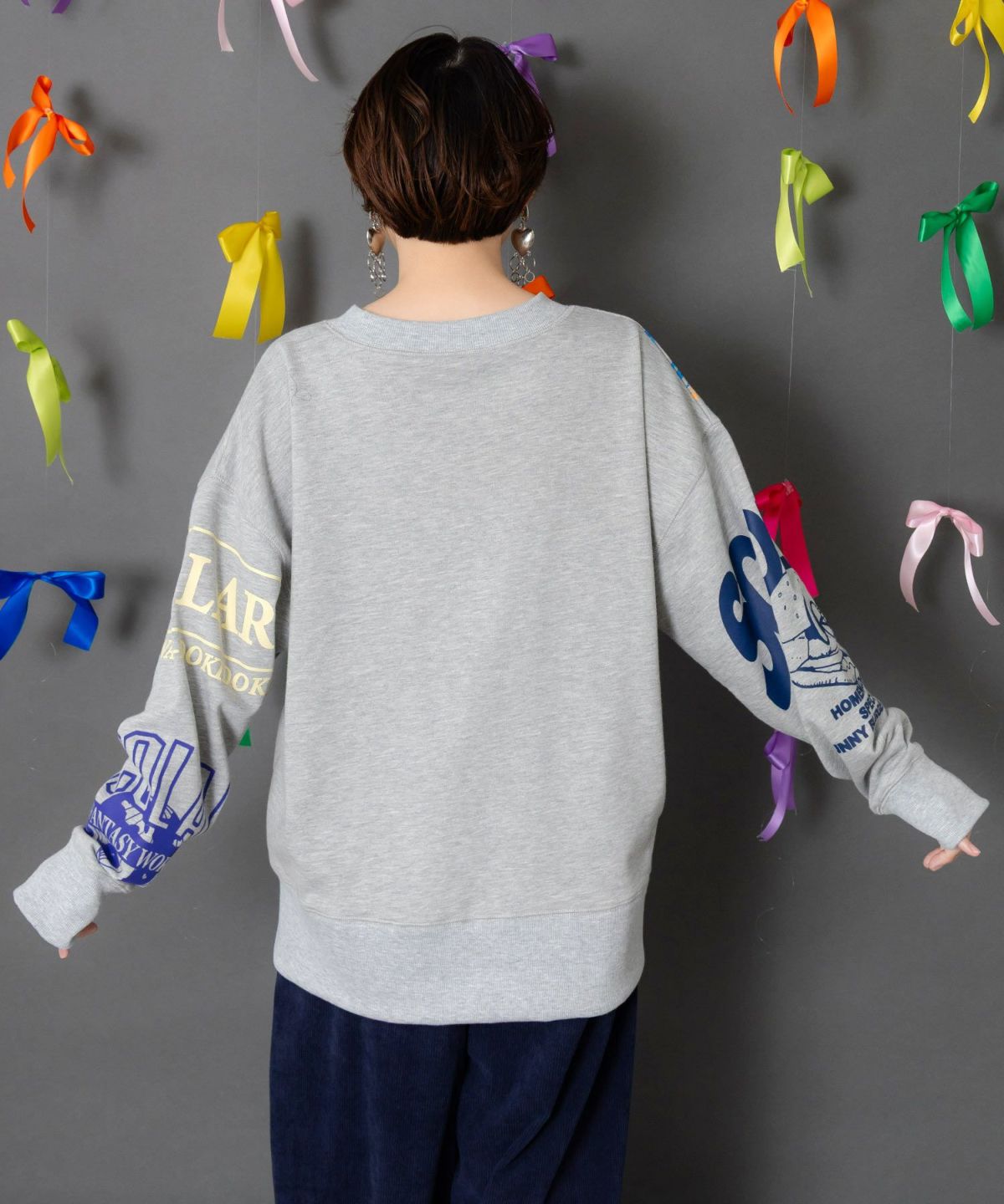 ポップ柄リメイク風ミニ裏毛プルオーバー-6