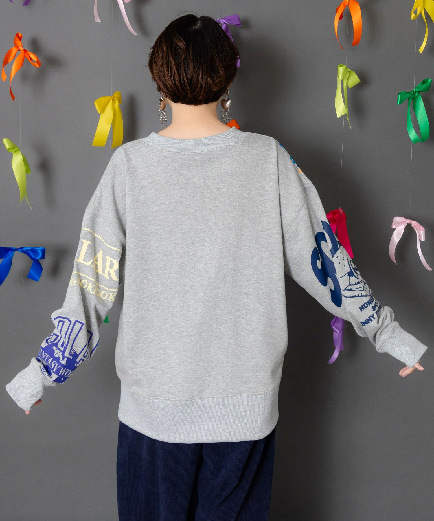 ポップ柄リメイク風ミニ裏毛プルオーバー-6