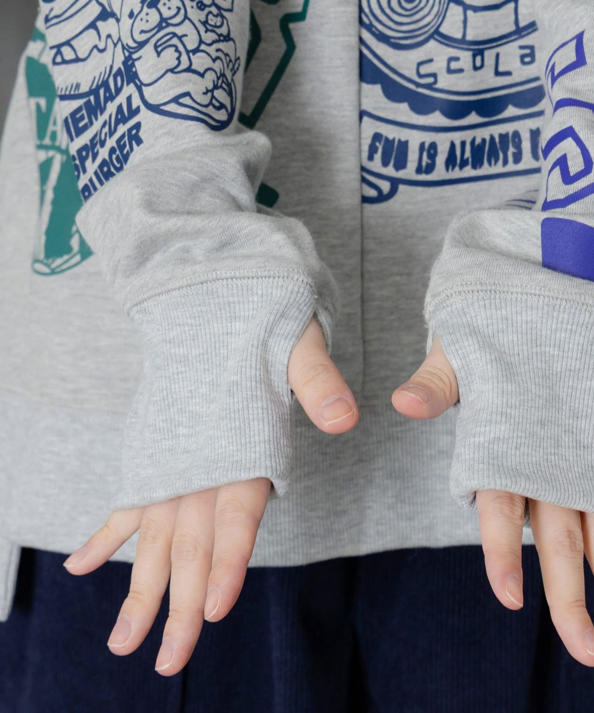 ポップ柄リメイク風ミニ裏毛プルオーバー-8