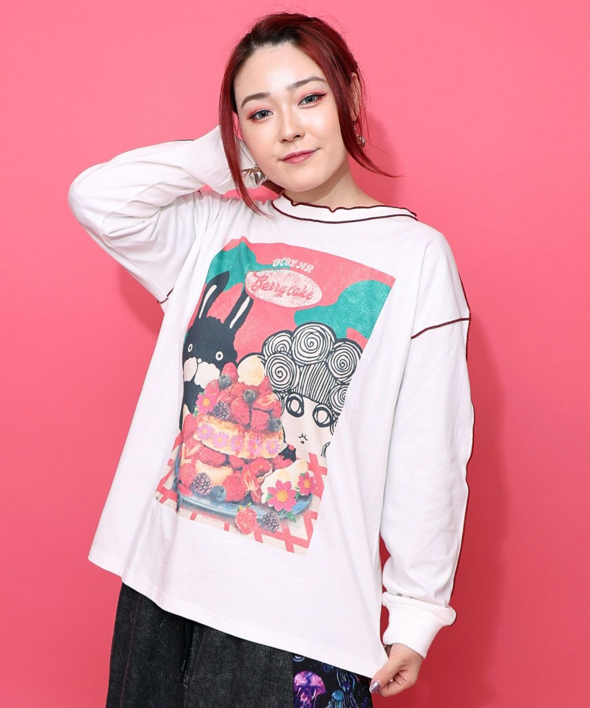 ベリーパンケーキ柄メロー加工プルオーバー-1