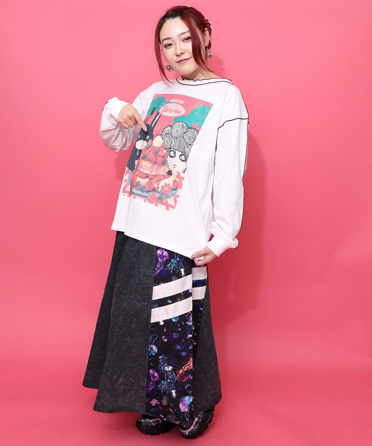 ベリーパンケーキ柄メロー加工プルオーバー-2