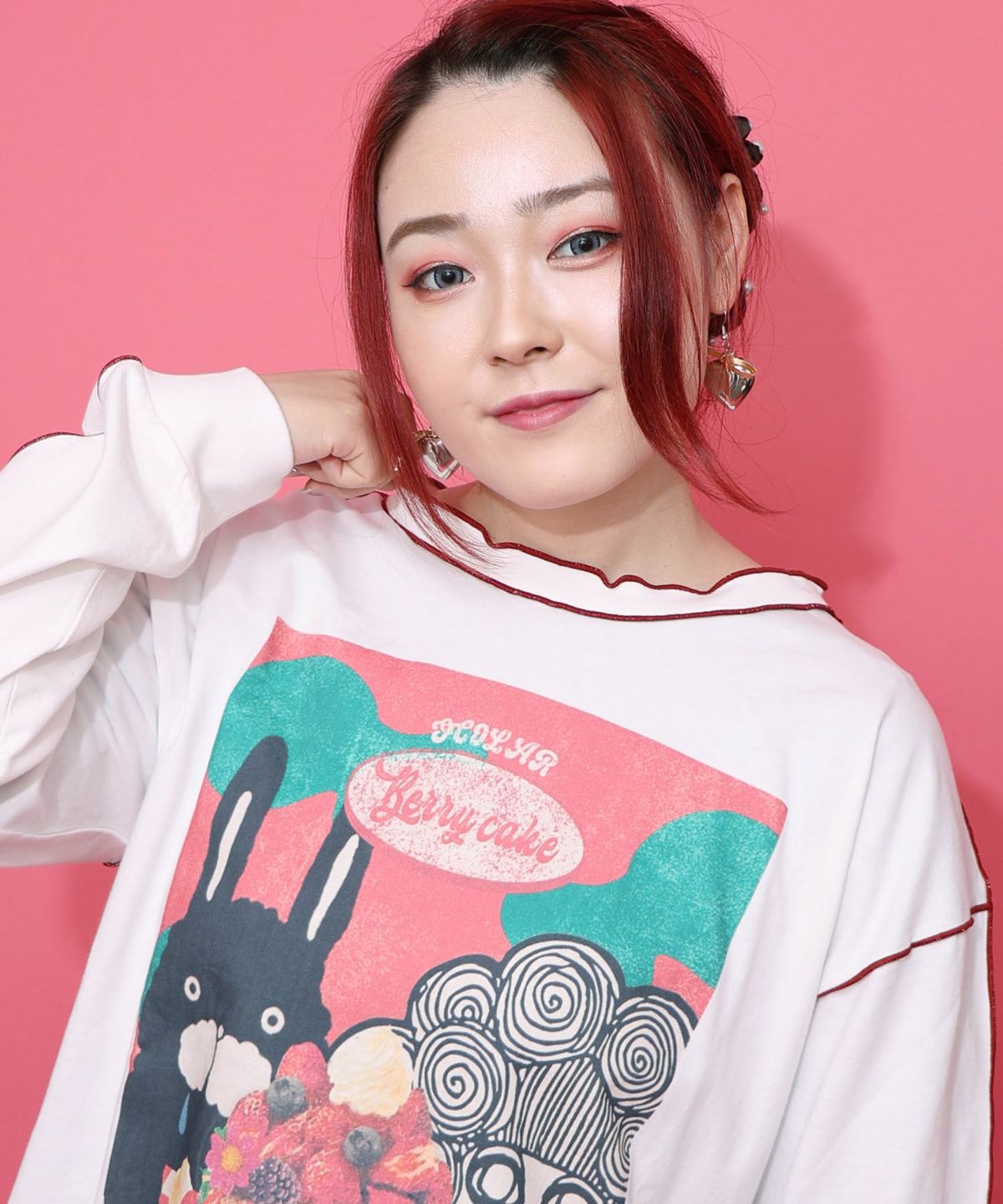 ベリーパンケーキ柄メロー加工プルオーバー-6